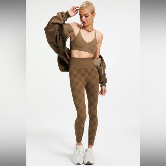 Good American Shine Jacquard Legging In Dark Olive Size L/XL - Picture 1 of 7